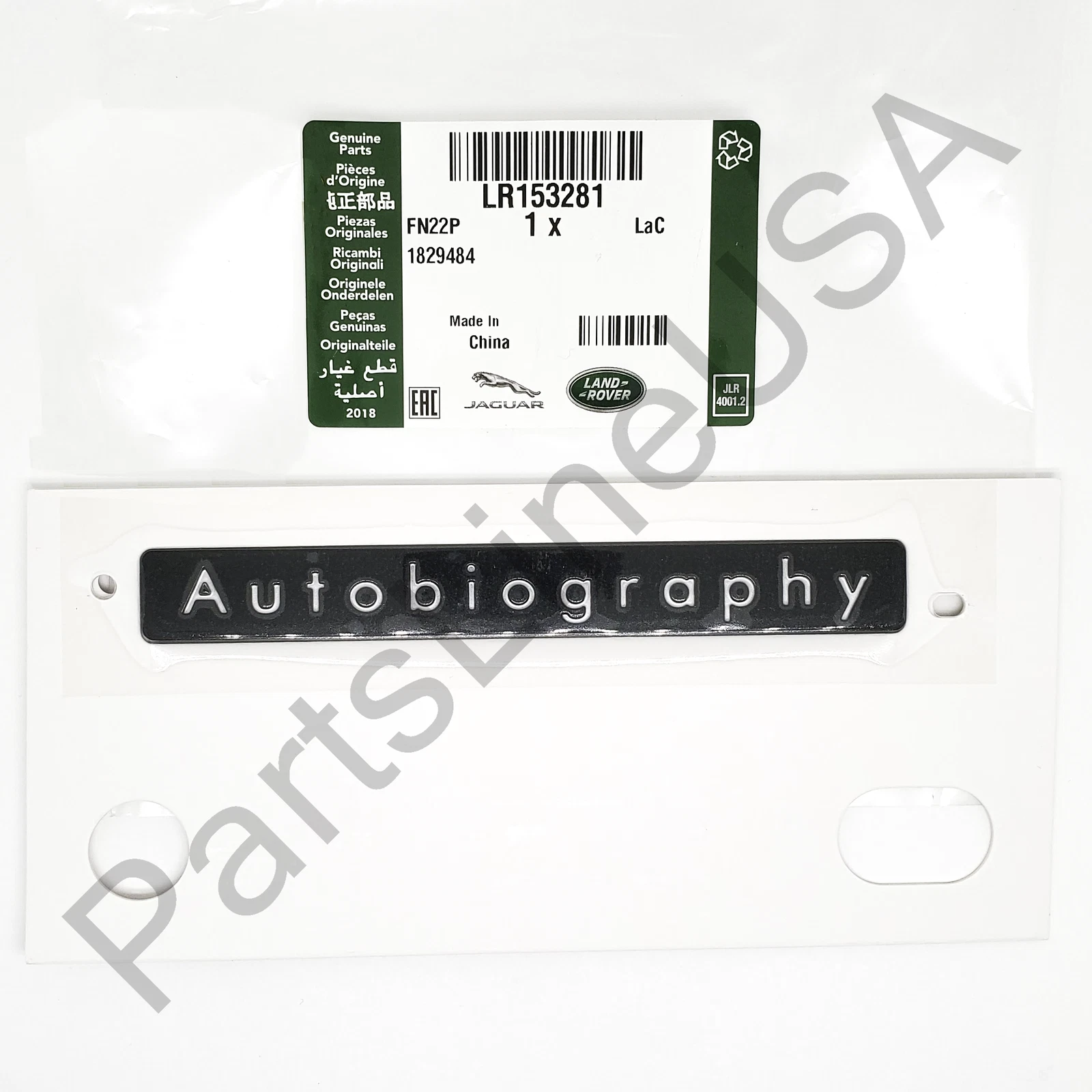 Picture of Genuine Land Rover Autobiography Plate Range Rover 2022+ Black/Silver LR153281
